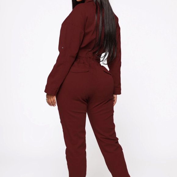 NWT Your Choice Boiler Jumpsuit - Burgundy - Picture 3 of 3